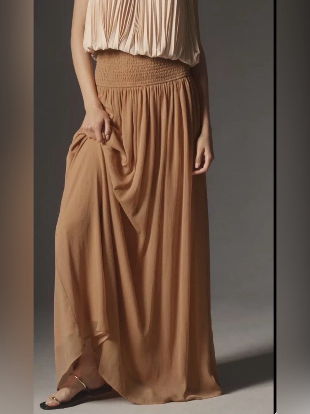 By Anthropologie Smocked Sheer Maxi Skirt Size Medium NWT Boho Cottage Core